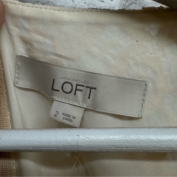 Loft Ann Taylor lace jewel‎ dress women’s 2 NWT tan silver sparkle - Picture 7 of 9